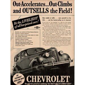 1939 Chevrolet, General Motors Vintage Print Ad (L10)